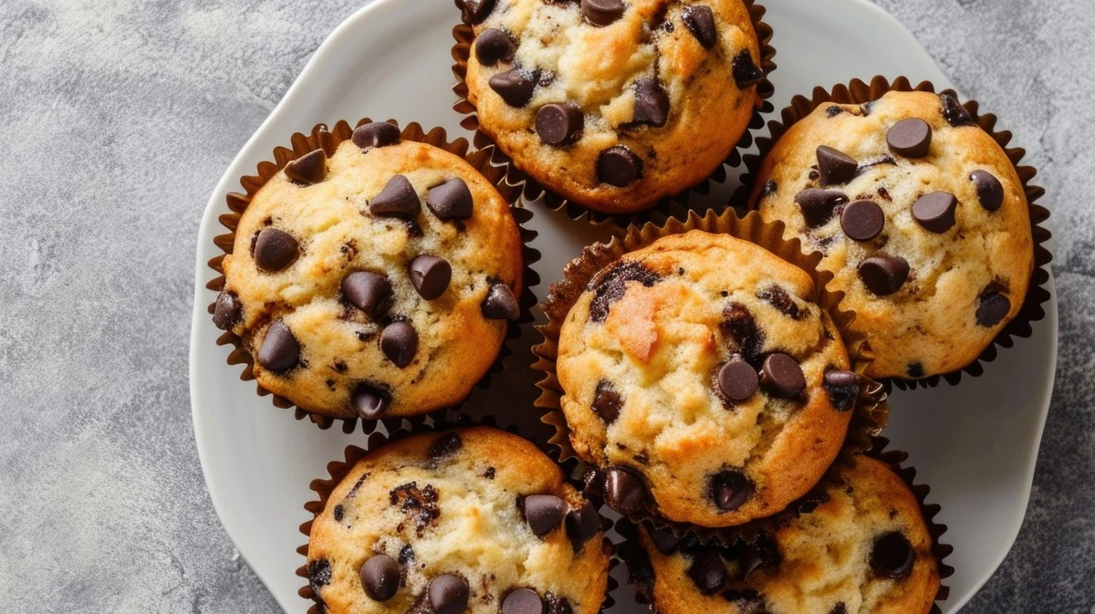 Muffins de Licor de Huevo perfectos para Pascua con chips de chocolate