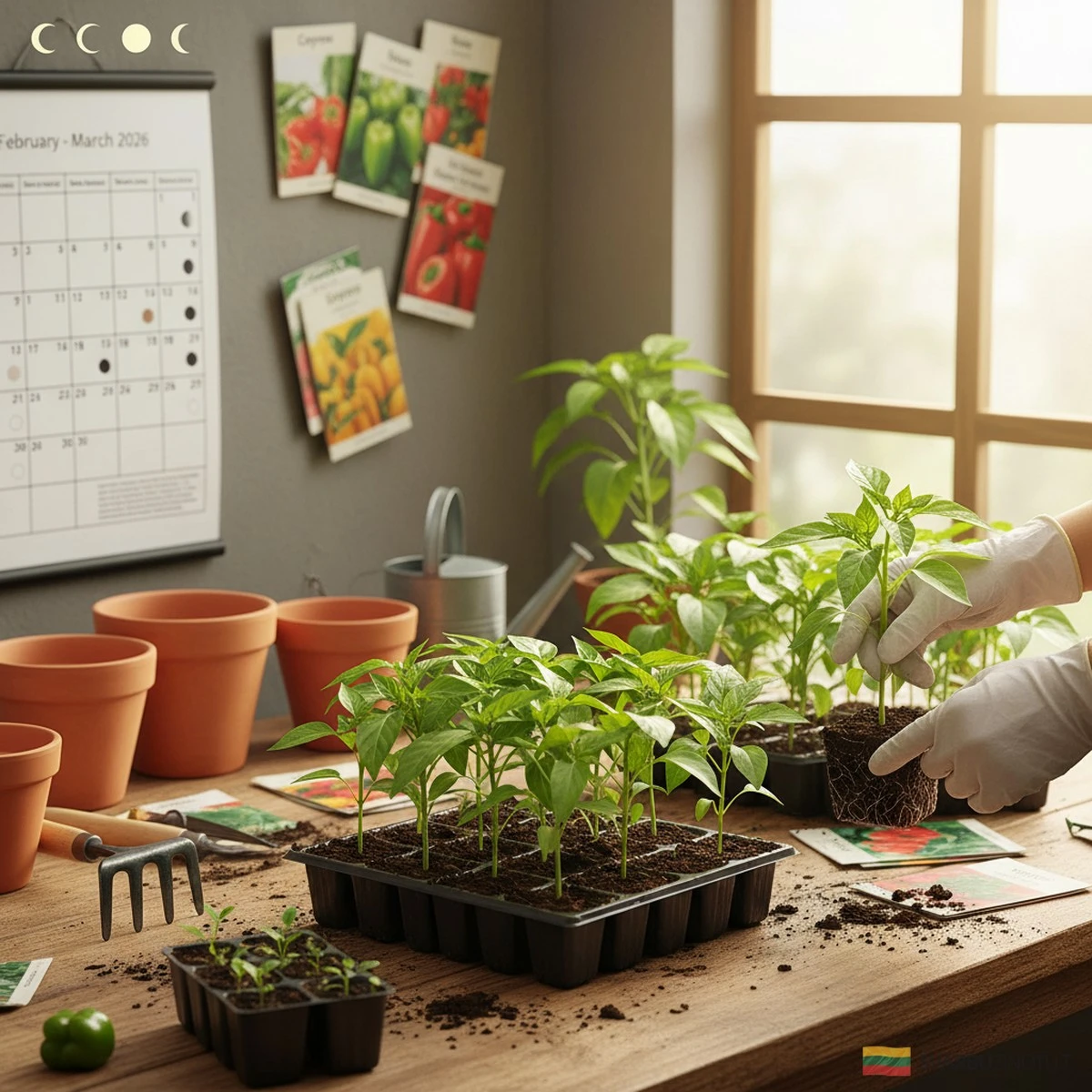 Siembra de pimientos en 2026: Las fases lunares clave para una cosecha récord